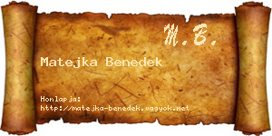 Matejka Benedek névjegykártya